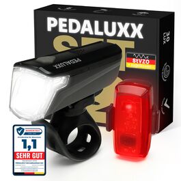 LED-велофара з заднім ліхтарем, 30/15 Lux, сертифікована StVZO, акумуляторний комплект велосипедного освітлення