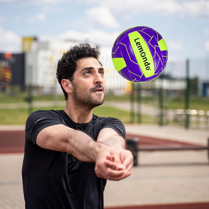 Волейбольний м'яч Lemondo Soft PU розмір 5 з помпою – вологостійкий, для пляжу, тренувань, залу та вулиці – комфортне зчеплення (з помпою)