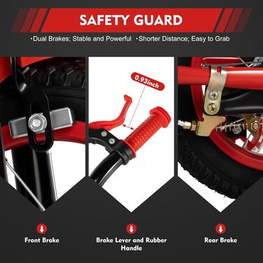 Дитячий велосипед 12 дюймів для дівчаток та підлітків, 3-6 років, з кошиком, червоний