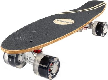 Скейтборд FunTomia Mini-Board Cruiser 57 см з 7-шарового канадського клену, підшипники Mach1 ABEC-9, білі з черепом, чорні LED-колеса