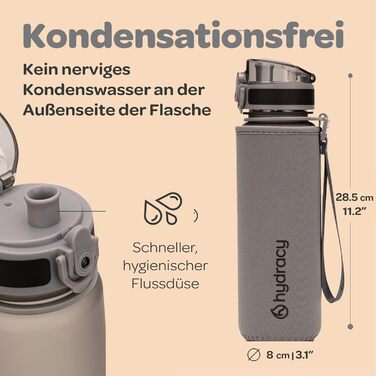 Пляшка для води Hydracy з фруктовим вставкою, 1 л, BPA-free, з часовою розміткою, герметична спортивна пляшка без конденсату для спорту та активного відпочинку