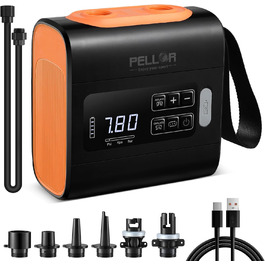 Електричний насос для SUP дошки PELLOR, 22 PSI, портативний, з акумулятором, для надування та здування, автоматичне вимкнення, для SUP дошок, каяків, наметів, човнів