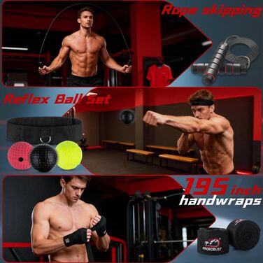 Боксерський мішок Prorobust 120 см з рукавичками 12oz, 5 м мотузки для MMA, карате, кікбоксингу, боксу, домашніх тренувань