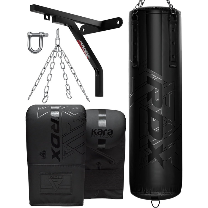 Боксерський мішок RDX 145см з наповнювачем 50кг, шкіра Maya Hide, з рукавичками та сталевим тросом. Ідеально для боксу, фітнесу, кікбоксингу, MMA, муай-тай, карате. Комплект з 3 шт.