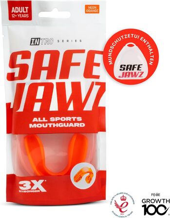 Захист зубів SAFEJAWZ Sport для дорослих та дітей. Захисний капу для спорту: регбі, бокс, кікбоксинг, хокей. Оранжевий колір.