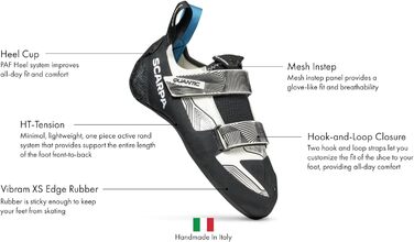 Кріпичі Scarpa Quantic для скелелазіння та боулдерингу, жіночі, 37.5 EU, сірий/чорний