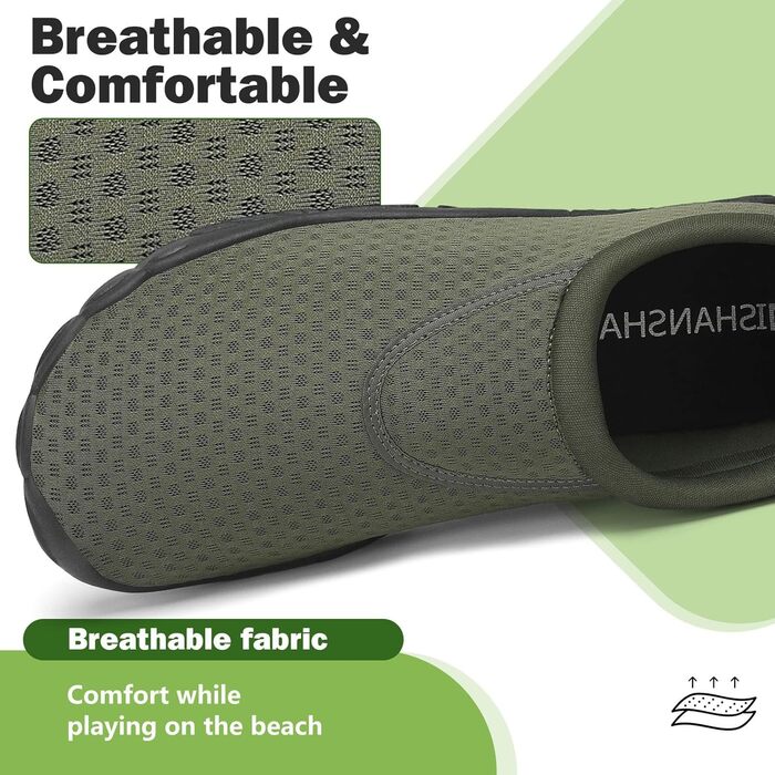 Mishansha Легкі дихаючі шкарпетки-мокасини для душу (Unisex) з товстою підошвою, розмір 36-46 (43 EU), колір Мох-зелений