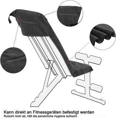 Рушник для фітнесу Liamerhe з мікрофібри 120x50 см з кишенею на блискавці та антиковзким покриттям (чорний)