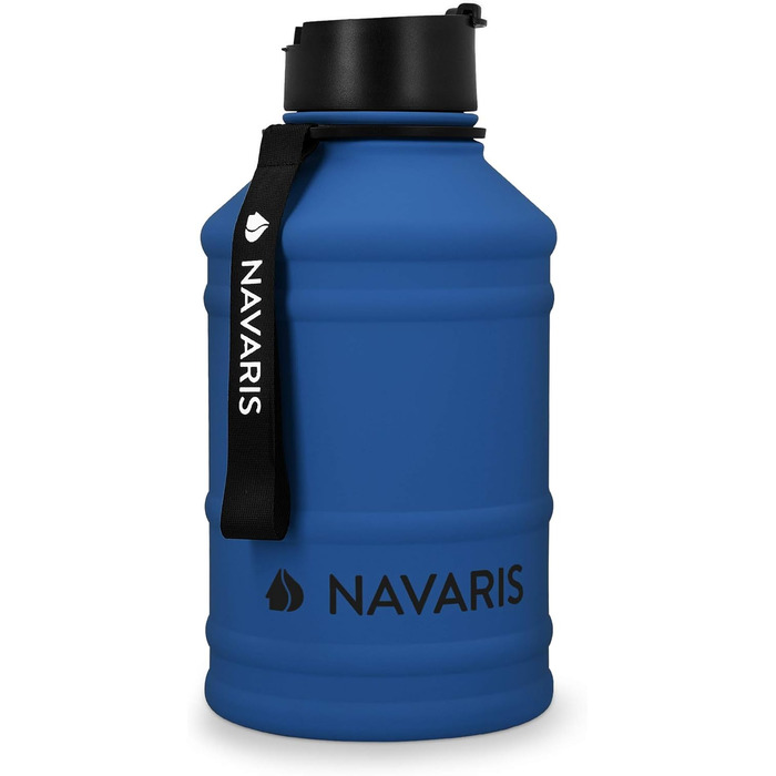 Navaris Фітнес пляшка для води 2,2 л з нержавіючої сталі, спортивна пляшка для тренувань, BPA-free, синя