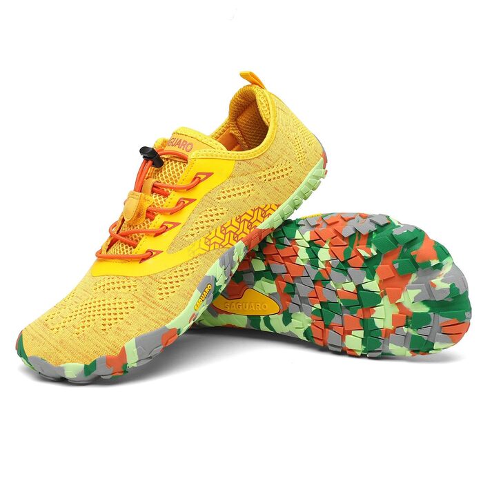 Чоловічі та жіночі трекінгові черевики SAGUARO Barfußschuhe (босоніжки) золотистого кольору, 45 EU - дихаючі, нековзні, мінімалістичні