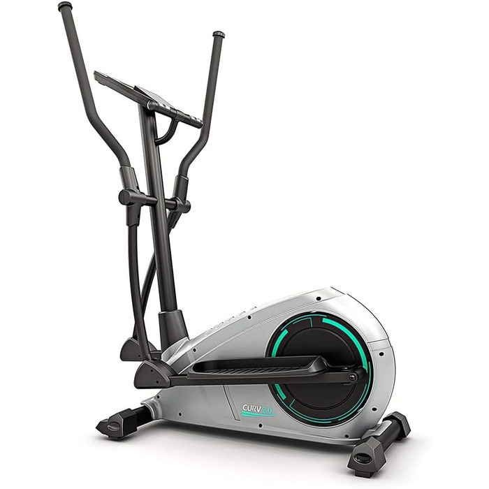 Еліптичний тренажер Bluefin Fitness CURV 2.0 для дому, крос-тренажер, компактний степпер з LCD-дисплеєм, Bluetooth, додатком для смартфона, чорний та сірий