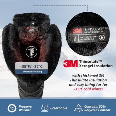 Черевики зимові Kelway для чоловіків, водонепроникні. Зимове взуття, чоботи для снігу, Outdoor, для походів, роботи, кемпінгу (Чорний, 45 EU)