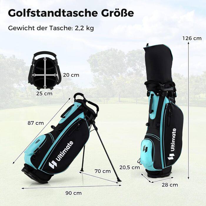 GYMAX Комплект жіночих гольф-клубів, 13-ти частинний набір з сумкою-стійкою та дощовим захистом, включає драйвер 460CC, 3 фейрвеї, гібрид, залізо 5/6/7/8/9/P/S (зелений)