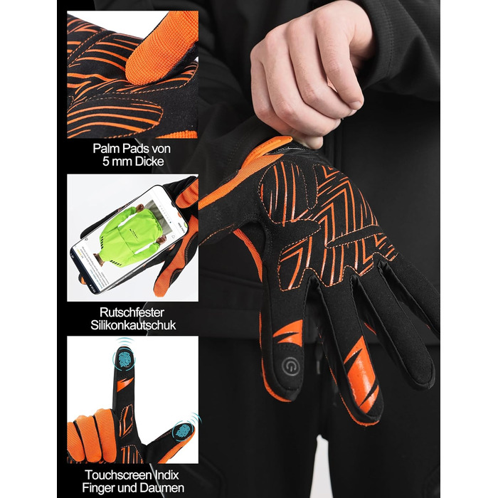 Рукавички INBIKE TB для офроуду: повний захист, підкладки з TPR, SCR-підкладка для гнучкості (Оранжевий, L)