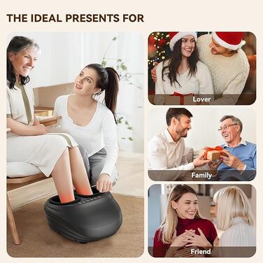 Масажер для ніг з підігрівом WERTYI Shiatsu, глибокий масаж, компресія, мульти-моди, пульт дистанційного керування, подарунок для чоловіків та жінок
