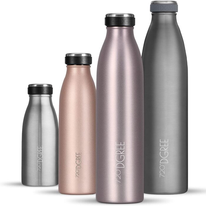 Термос-бутилка з нержавіючої сталі 720°DGREE milkyBottle 750 мл, BPA-free, герметична, для газованої води, спорту, школи, фітнесу, кемпінгу, кольору тауп/молочний