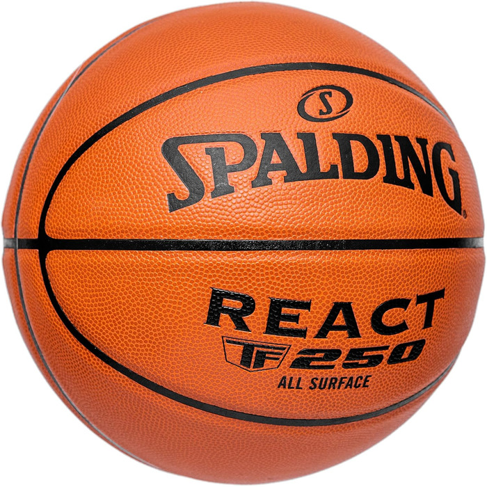 Баскетбольний м'яч Spalding React TF-250 для залу та вулиці, офіційний розмір 7 (29,5 дюймів)