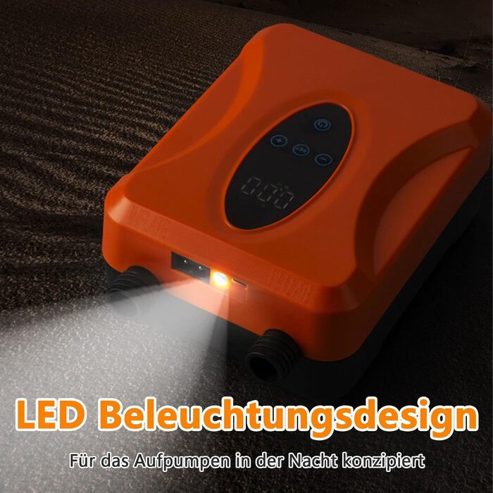 Електричний насос для SUP-дошки 20 PSI, акумуляторний інтелектуальний компресор з двома режимами (накачування та випуск повітря) для падлборду, кайта, надувних матраців та кемпінгових наметів