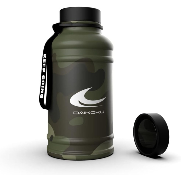 Термос-бутилка Daikoku з нержавіючої сталі 1,3 л, BPA Free, подвійні стінки, збереження температури 12-24 год, для спорту, фітнесу, зелений камуфляж