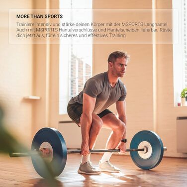 Олімпійський гриф MSports Professional, сріблястий матовий, преміум-якість, підшипниковий, 50 мм, рифлена ручка, з замками