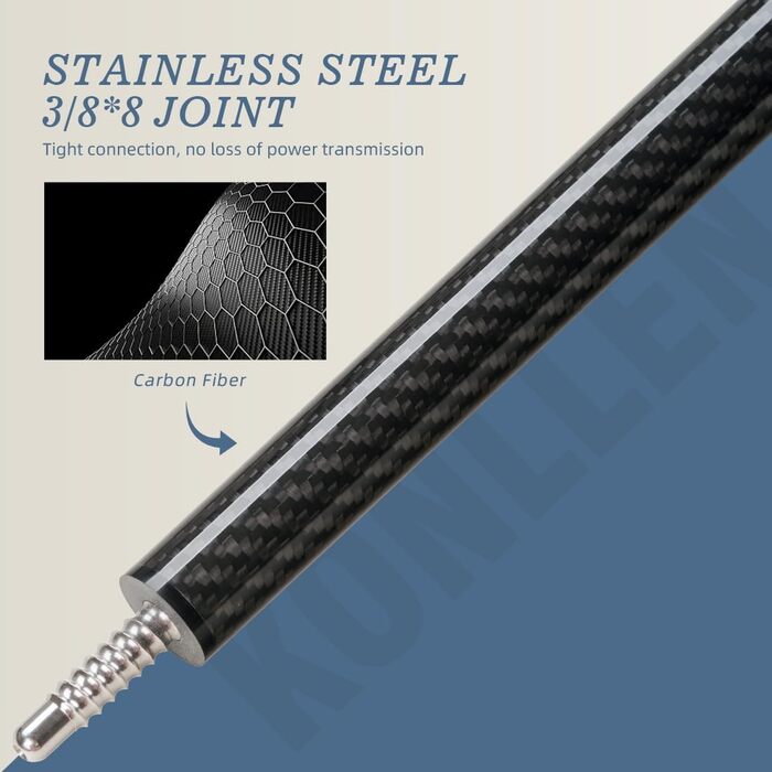 Білльярдний кий Konllen Heavy Hitter Break-Queue з карбону, 12.9 мм наконечник, для розбивання (Break-Queue), 3-х частинний, з можливістю перемикання на Jump-Queue