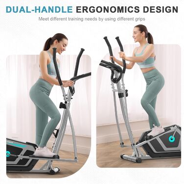 Еліптичний тренажер Crosstrainer 3-в-1 з LCD-монітором та регулюванням навантаження до 287 кг (Срібний)