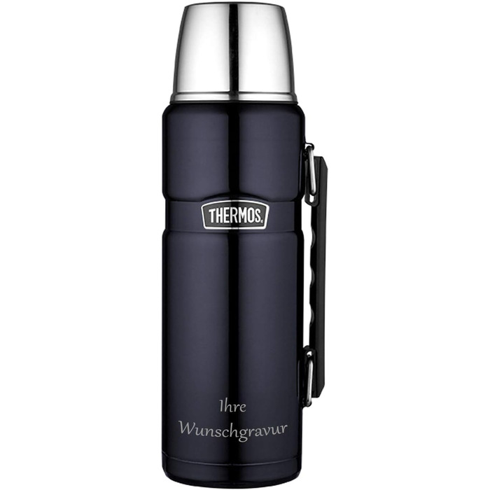 Термос ізольований Thermos King 1,2 л, темно-синій, з гравіюванням на замовлення