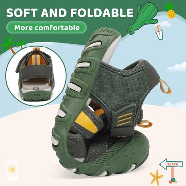 Сандалі дитячі SAGUARO для хлопчиків та дівчаток трекінгові, дихаючі, нековзкі, для походів (Зелені, 37 EU)