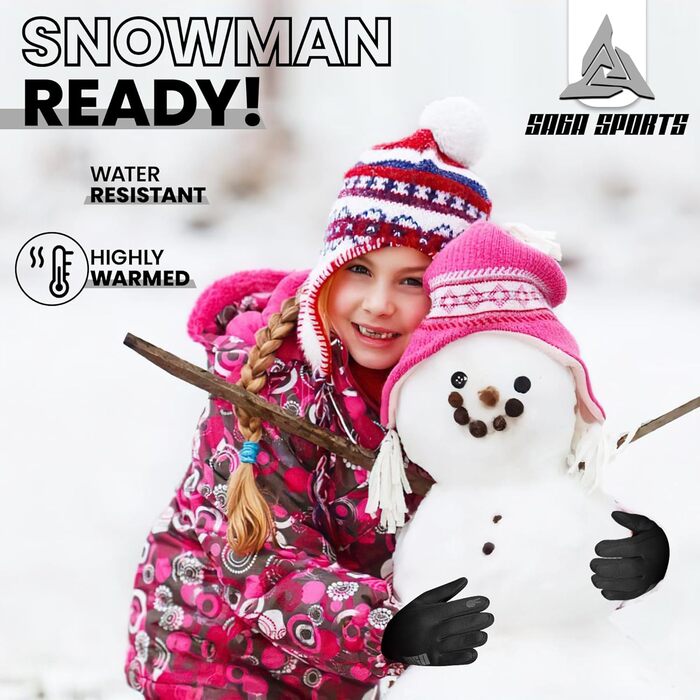 Водонепроникні дитячі рукавички для велосипеда, Touchscreen зимові рукавички для дітей 4–12 років, неслизькі та теплі, Softshell спортивні рукавички для дітей (Small [4-6 ], Райдуга)