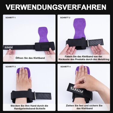 Лідши для важкої атлетики Zughilfen: шкіряні ремені для тренувань, бодібілдингу, пауерліфтингу та фітнесу (фіолетовий)