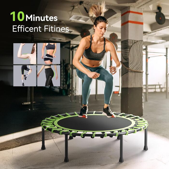 Міні-батут для дорослих, 101,6 см, без поручнів, для фітнесу, зелений