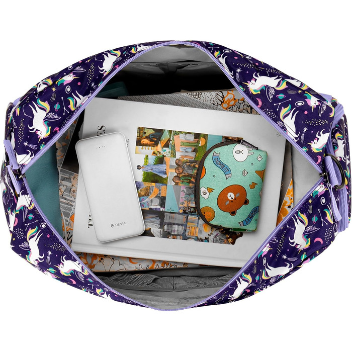 Дитяча спортивна сумка для подорожей Choco Mocha для дівчаток, велика дорожня сумка-даффл з єдинорогом, фіолетова