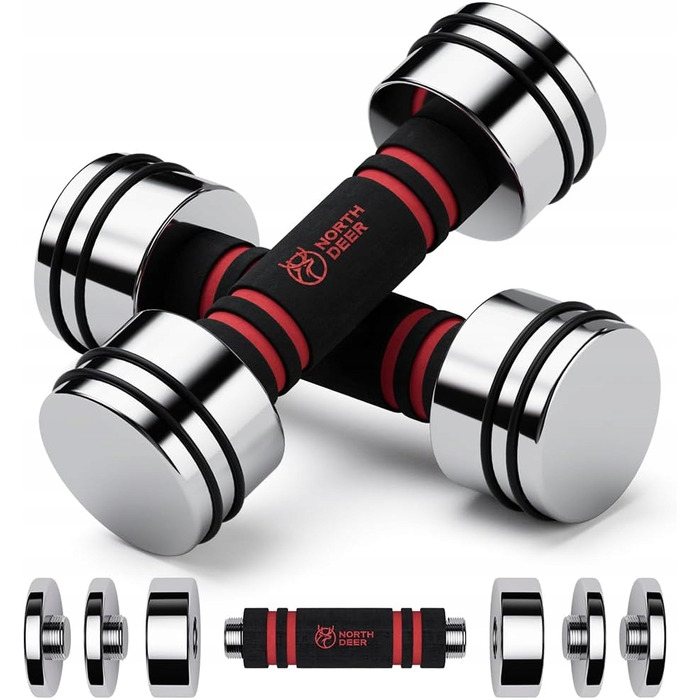 Набір сталевих гантелей Northdeer (2 шт.), вага 1,5 кг, 2 кг, 2,5 кг