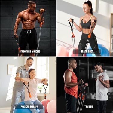 Стрічки для фітнесу з набором ручок, 79,4 кг, для силових тренувань, йоги, дому та фітнесу