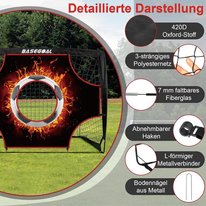 Набір для тренування футболу Kinder 3 в 1 з мішенню, ціллю та сумкою, складані воріта, для гри в приміщенні та на вулиці - 120x90x90 см (Чорний+Тренер)