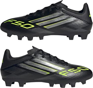 Футбольні бутси Adidas F50 Club для твердого/багатоповерххового поля, 36 2/3 EU, чорний/металік/лимонний, унісекс