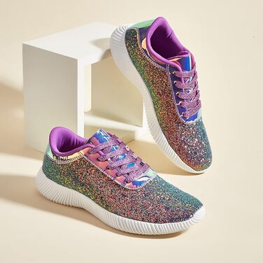 Кросівки жіночі LUCKY STEP блискучі, з паєтками та стразами, фіолетові (36 EU)