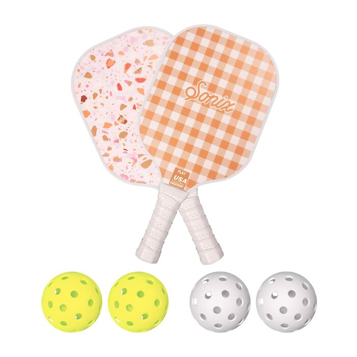 Набір для піклболу Sonix: 2 ракетки, 4 м'ячі, сумка. Поверхня з скловолокна, схвалено USAPA, дизайн Sherbet Konfetti