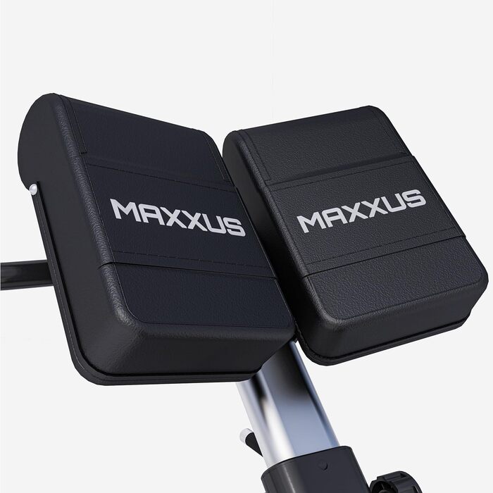 MAXXUS Тренажер для гіперекстензії - регульований, до 150/180 кг, з фіксацією ніг, ручками, прес-тренажер, римська лава, багатофункціональна тренувальна лава PRO