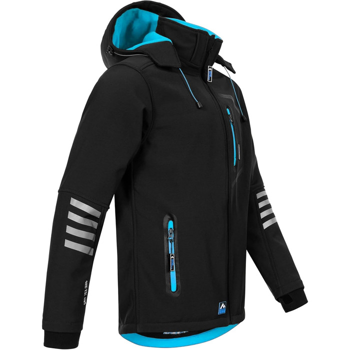Чоловіча куртка Softshell AS301: водонепроникна outdoor-куртка з флісовою підкладкою, дихаюча, чорно-синя (5XL)