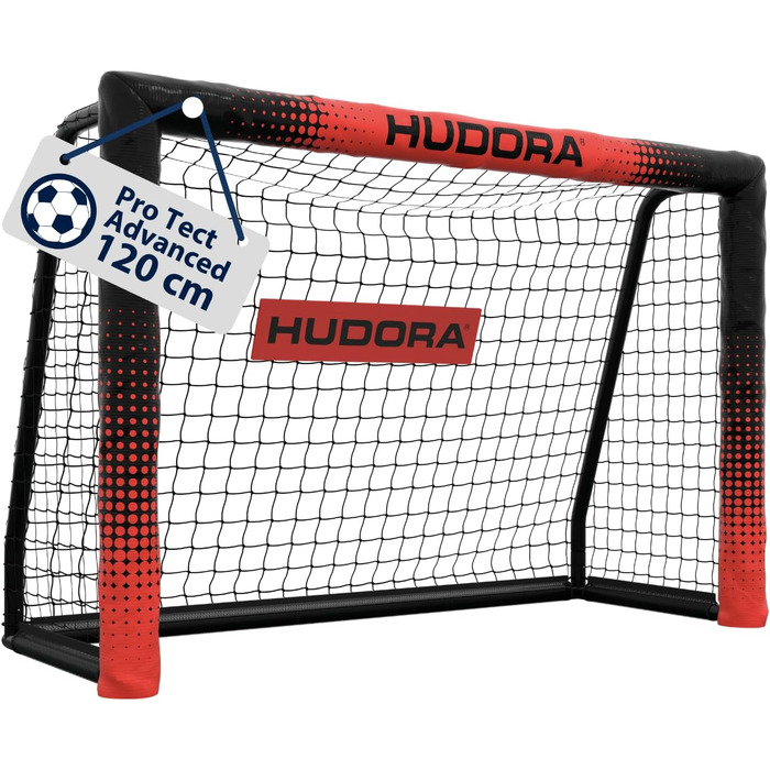 Ворота для футболу HUDORA Pro Tect Advanced – Зручні та міцні для дітей та дорослих – З сіткою та захисним покриттям – Легкий монтаж у саду – Білий (Чорний), 120 x 80 см