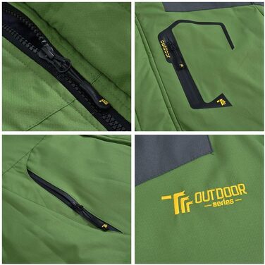 Куртка Ysento для чоловіків, зимова, софтшел, водонепроникна, тепла, з капюшоном, для активного відпочинку (зелена, розмір L)