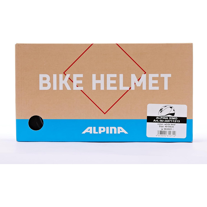 Дитячий велосипедний шолом ALPINA XIMO, легкий, ударостійкий, з LED-підсвіткою, білий з ведмедем, 49-54 см