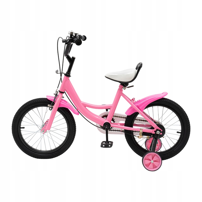 Дитячий велосипед 16 дюймів із бічними колесами для дітей 5-8 років, рожевий