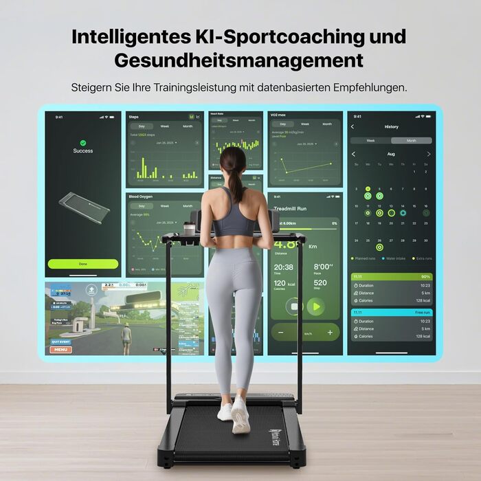 Біговий тренажер Mobvoi Home Ultra 3-в-1 з AI, нахил 6%, потужність 2.5 PS, підтримка TicSports, Zwift, Kinomap, швидкість 12 км/год, максимальне навантаження 120 кг