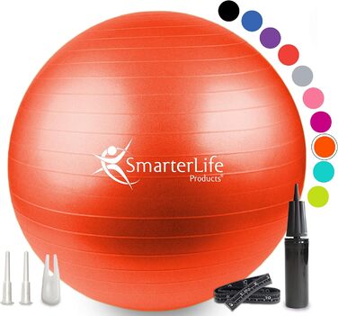 Гімнастичний м'яч SmarterLife для фітнесу, йоги, балансу та стабільності, 45 см, помаранчевий