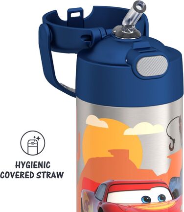 Дитяча термобутилка THERMOS FUNTAINER 355 мл з трубочкою, нержавіюча сталь, Cars