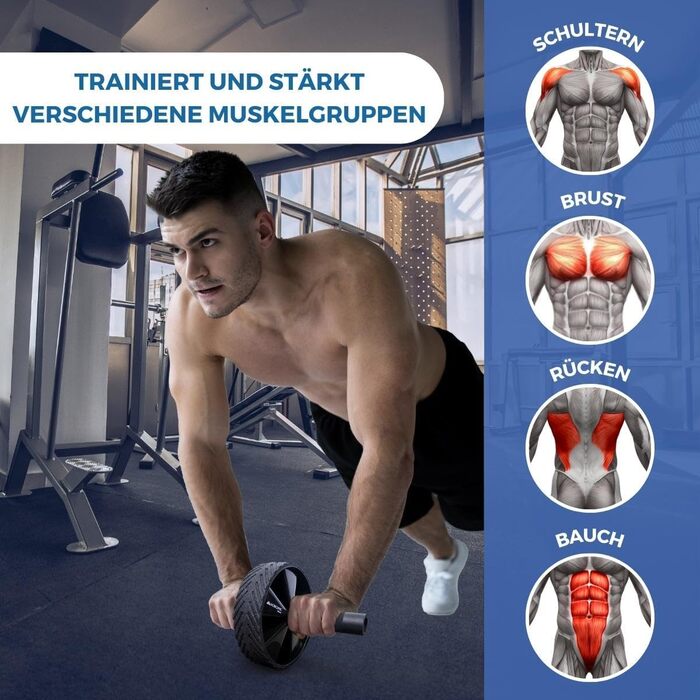 Ролер для пресу Mobiclinic з матом: комплекс для тренування пресу, до 150 кг, для дому