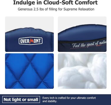 Обідній стілець для кемпінгу OVERMONT з підігрівом XL, розкладний, для відпочинку на природі, риболовлі, блакитний