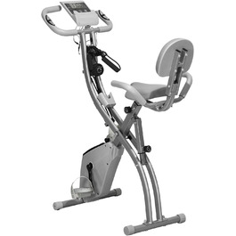 Велотренажер HOMCOM X-Bike 2-в-1, складаний, з LCD-дисплеєм, 8-рівневим магнітним опором і еспандерами, сталь, 105x48x118 см
